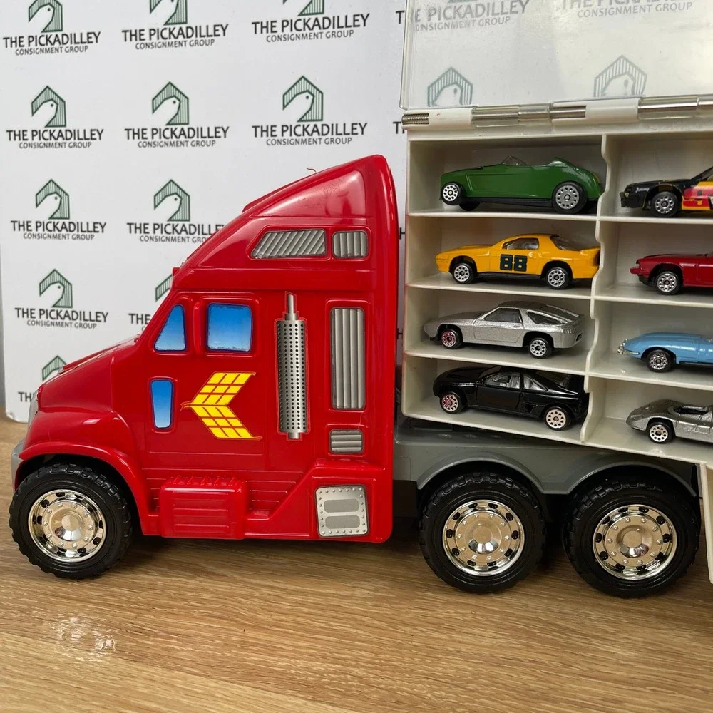 Vintage 1999 Redbox Goodyear Semi Truck Car Carrier with 22 Diecast Cars 69039
